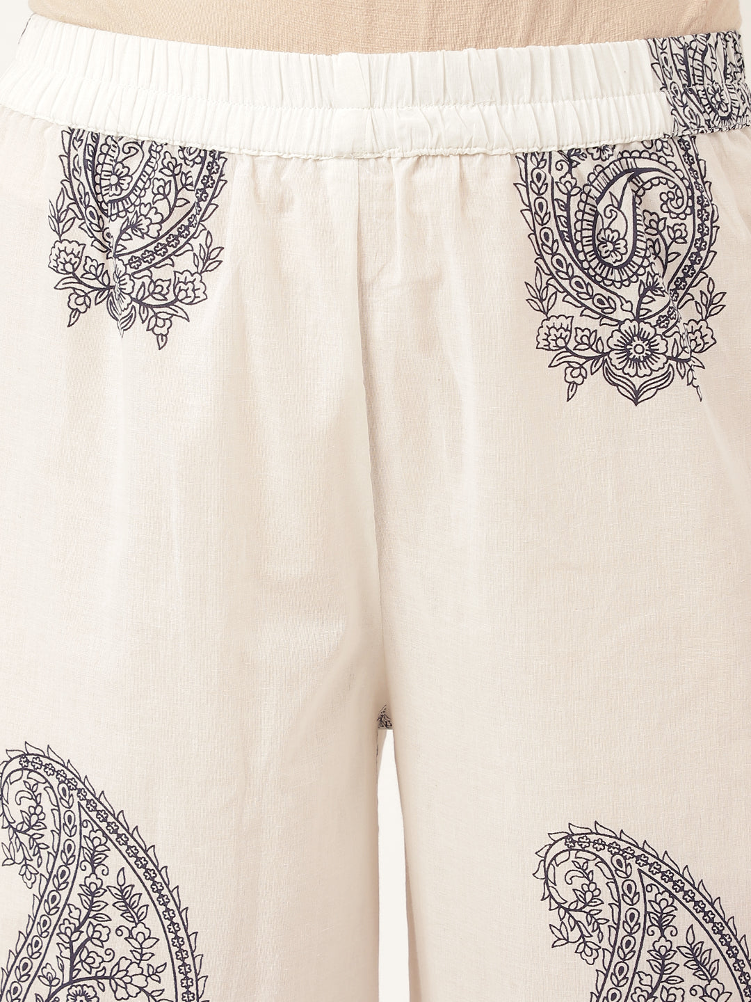 White Paisley Print Cotton Co-Ord Set | LASVINI - Redefining Indian Fashion with Elegance