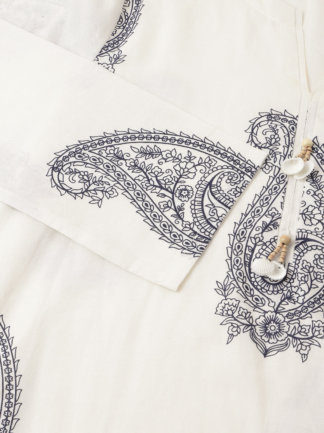 White Paisley Print Cotton Co-Ord Set | LASVINI - Redefining Indian Fashion with Elegance