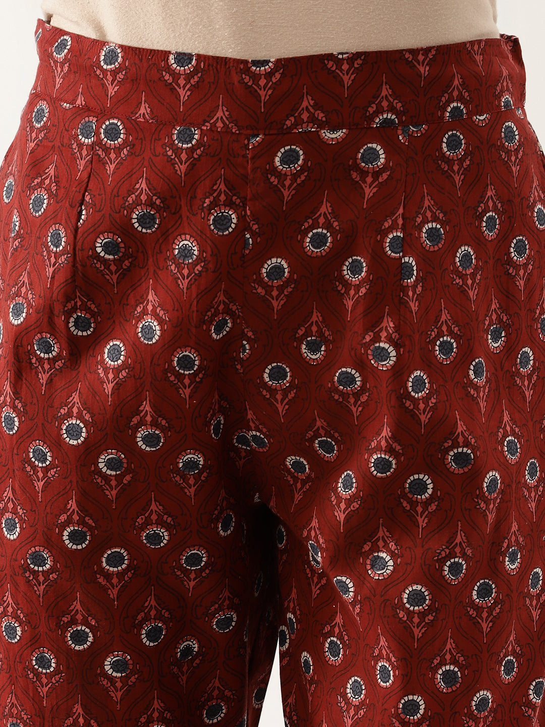 Women Maroon Floral Printed Cotton Anarkali Kurta Set With Dupatta | LASVINI - Redefining Indian Fashion with Elegance