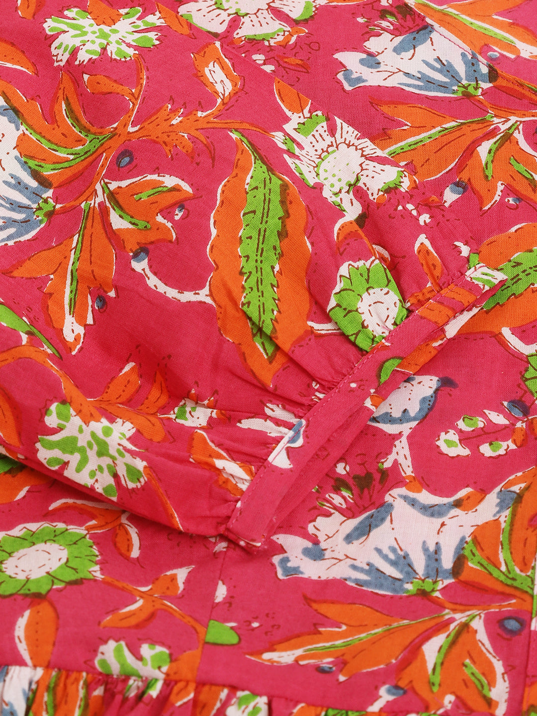 Pink Floral Printed Cotton Peplum Fit Top | LASVINI - Redefining Indian Fashion with Elegance