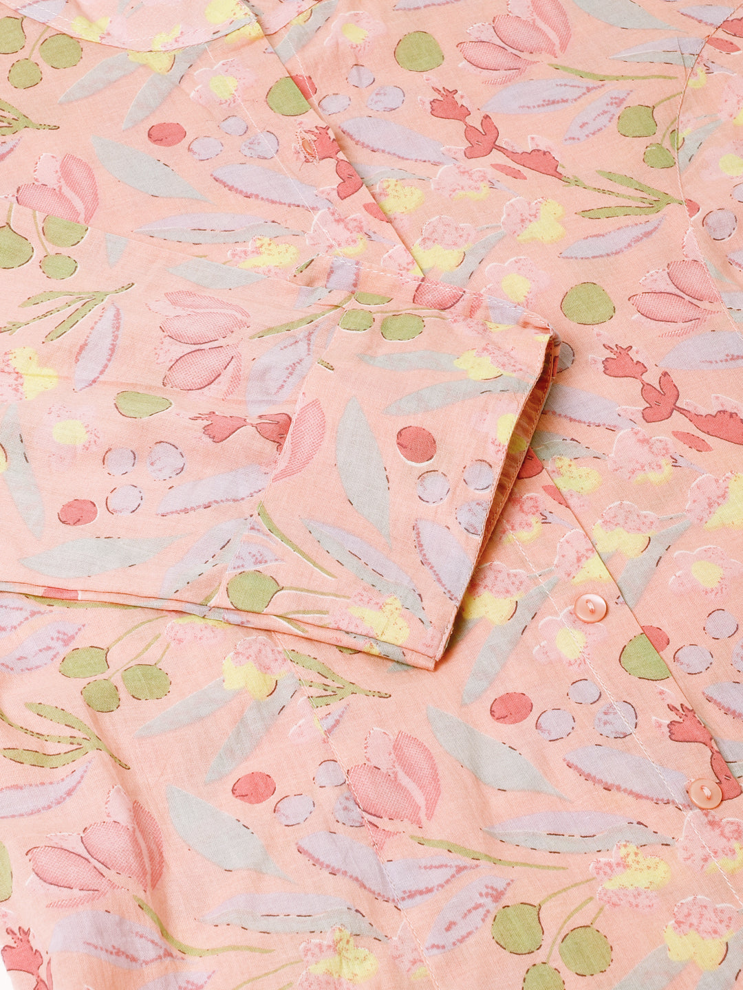 Women Pink Multi Colored Floral Print Cotton Regular Top | LASVINI - Redefining Indian Fashion with Elegance