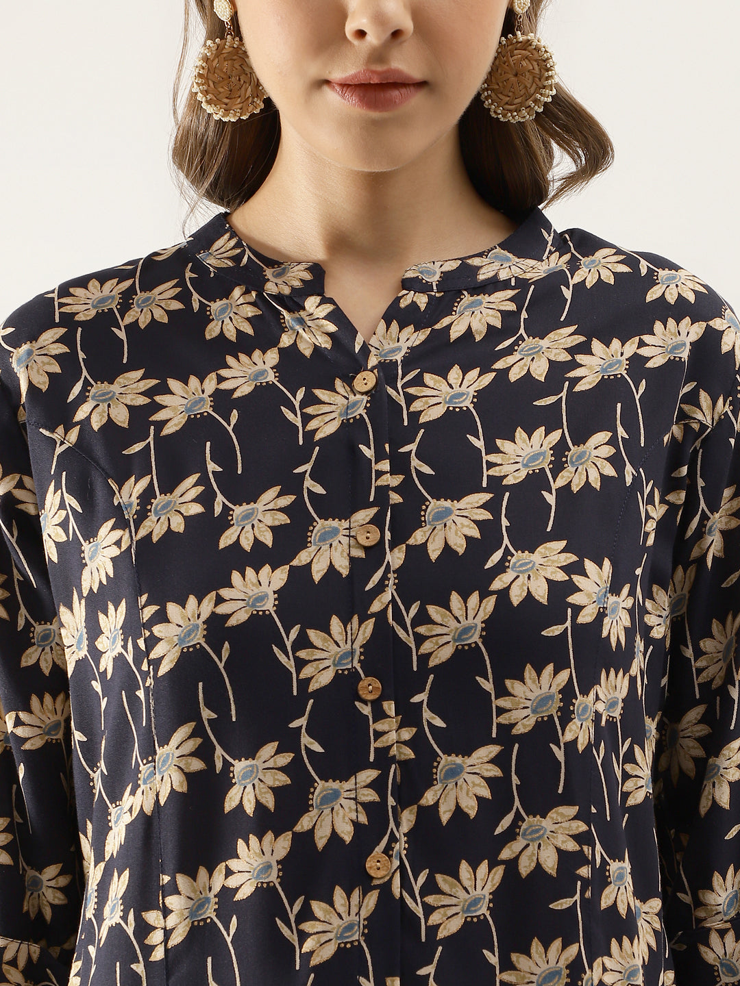 Floral Printed Rayon Shirt Type Top For Women | LASVINI - Redefining Indian Fashion with Elegance