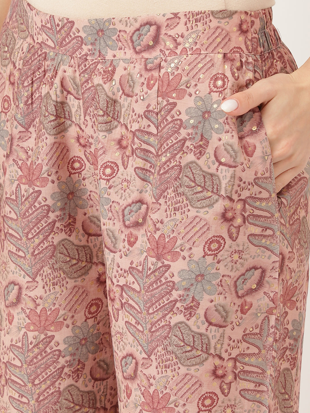 Purple Multi Foil Printed Chanderi Co-Ord Set | LASVINI - Redefining Indian Fashion with Elegance