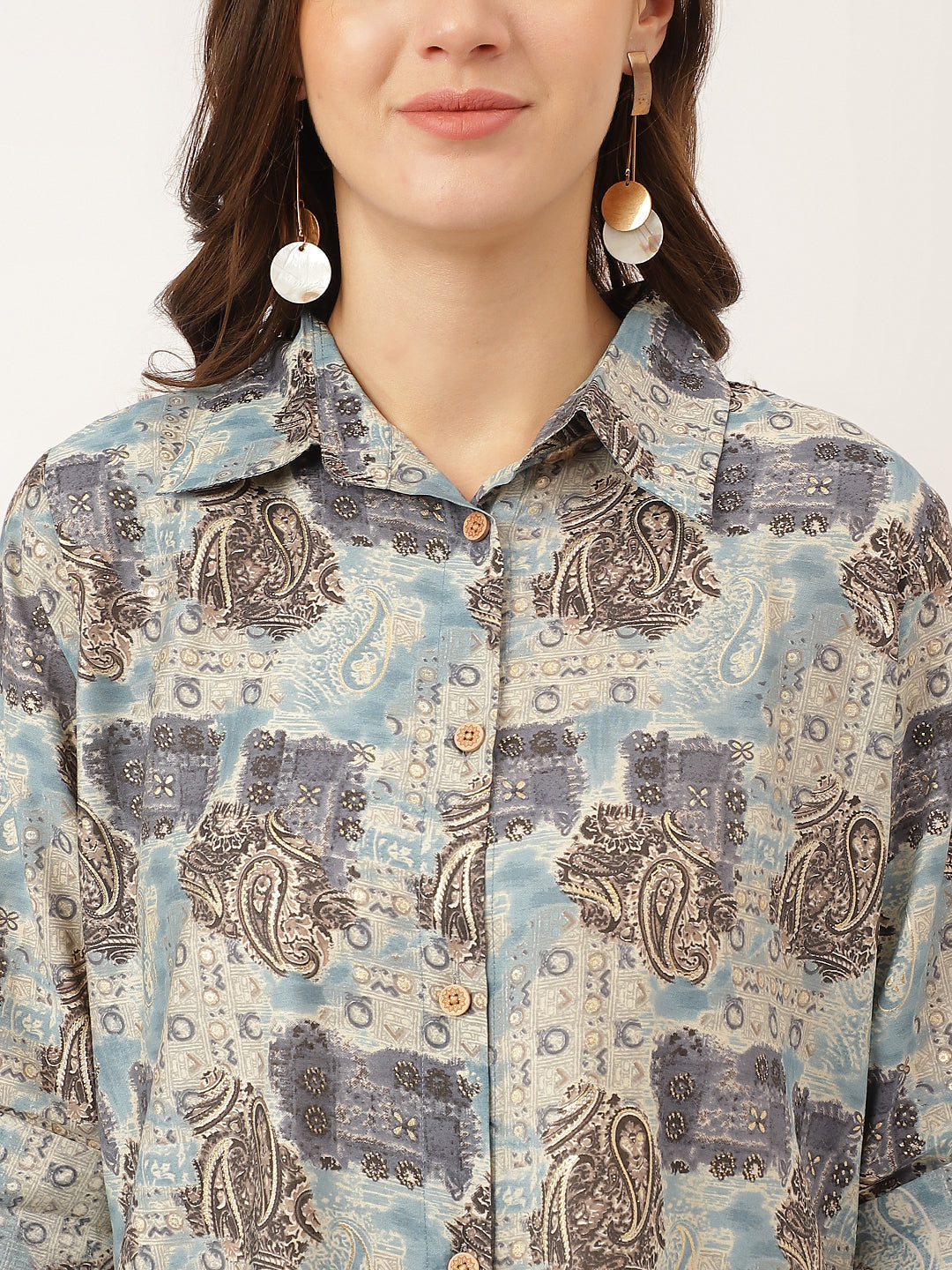 Blue Foil Printed Chanderi Co-Ord Set | LASVINI - Redefining Indian Fashion with Elegance