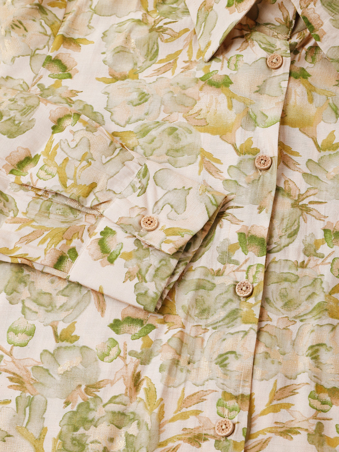 Green Foil Printed Chanderi Co-Ord Set | LASVINI - Redefining Indian Fashion with Elegance