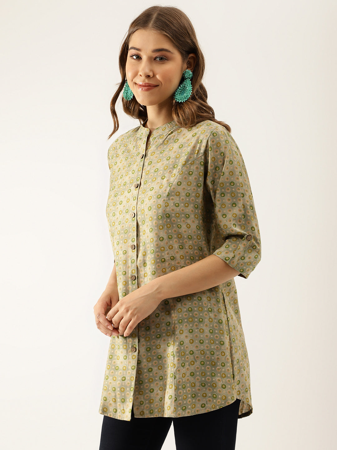 Women Green Floral Printed Top | LASVINI - Redefining Indian Fashion with Elegance