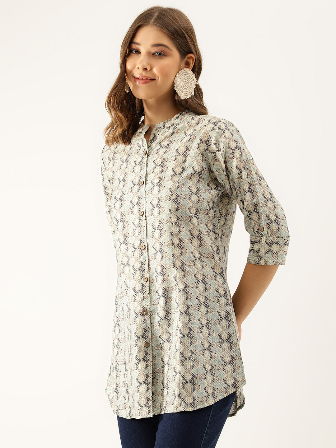 Women Green Printed Modal Top | LASVINI - Redefining Indian Fashion with Elegance