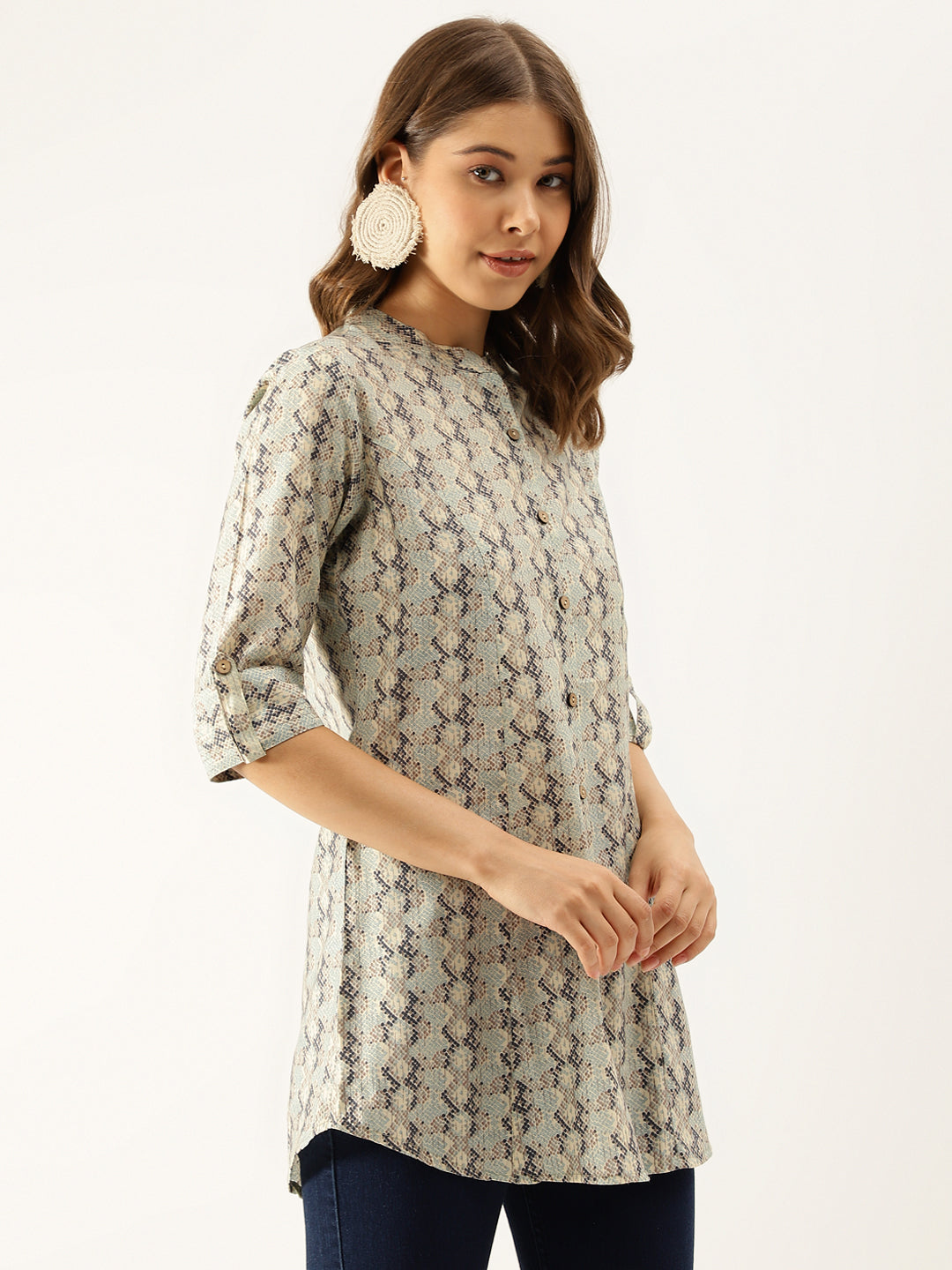 Women Green Printed Modal Top | LASVINI - Redefining Indian Fashion with Elegance