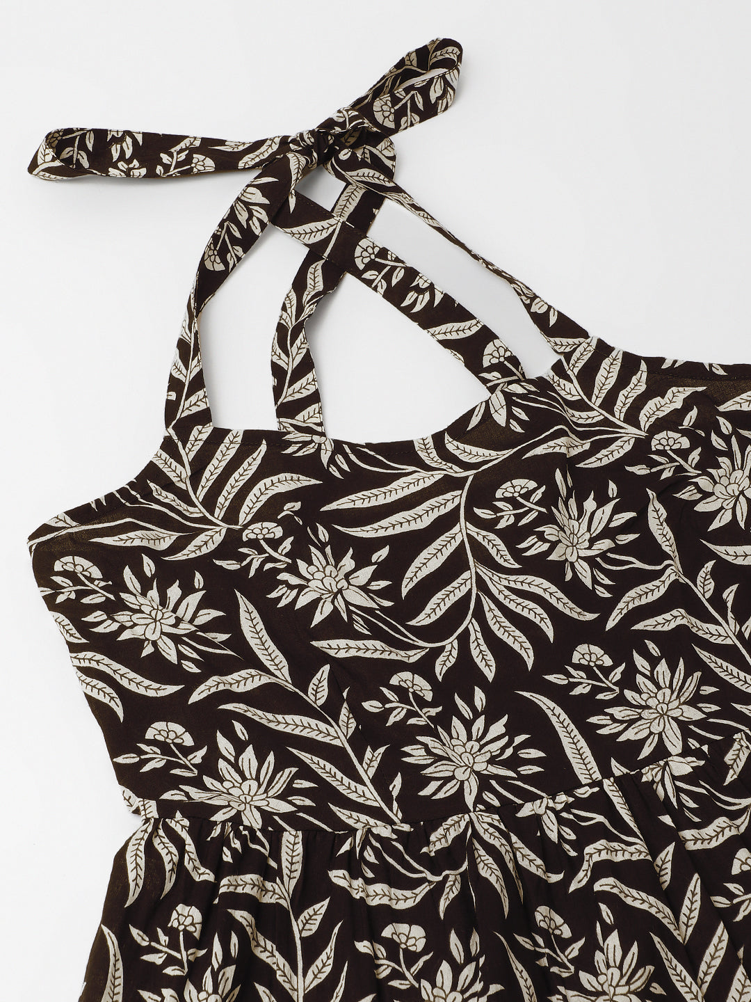 Women Black Floral Printed Cotton Ethnic Dress | LASVINI - Redefining Indian Fashion with Elegance