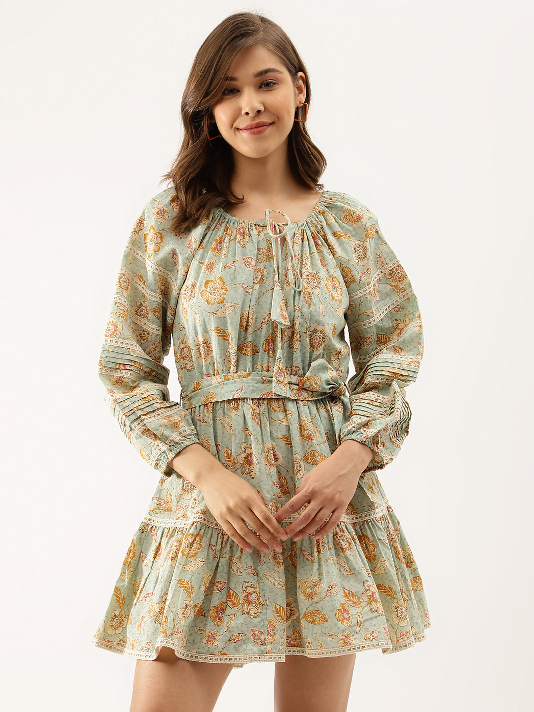 Women Sky Blue Floral Dress | LASVINI - Redefining Indian Fashion with Elegance