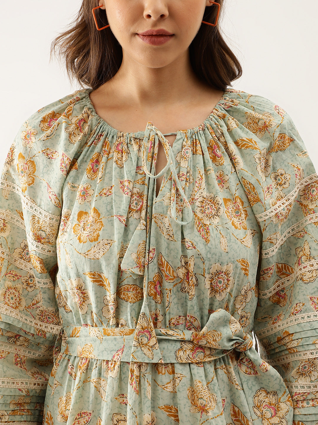 Women Sky Blue Floral Dress | LASVINI - Redefining Indian Fashion with Elegance