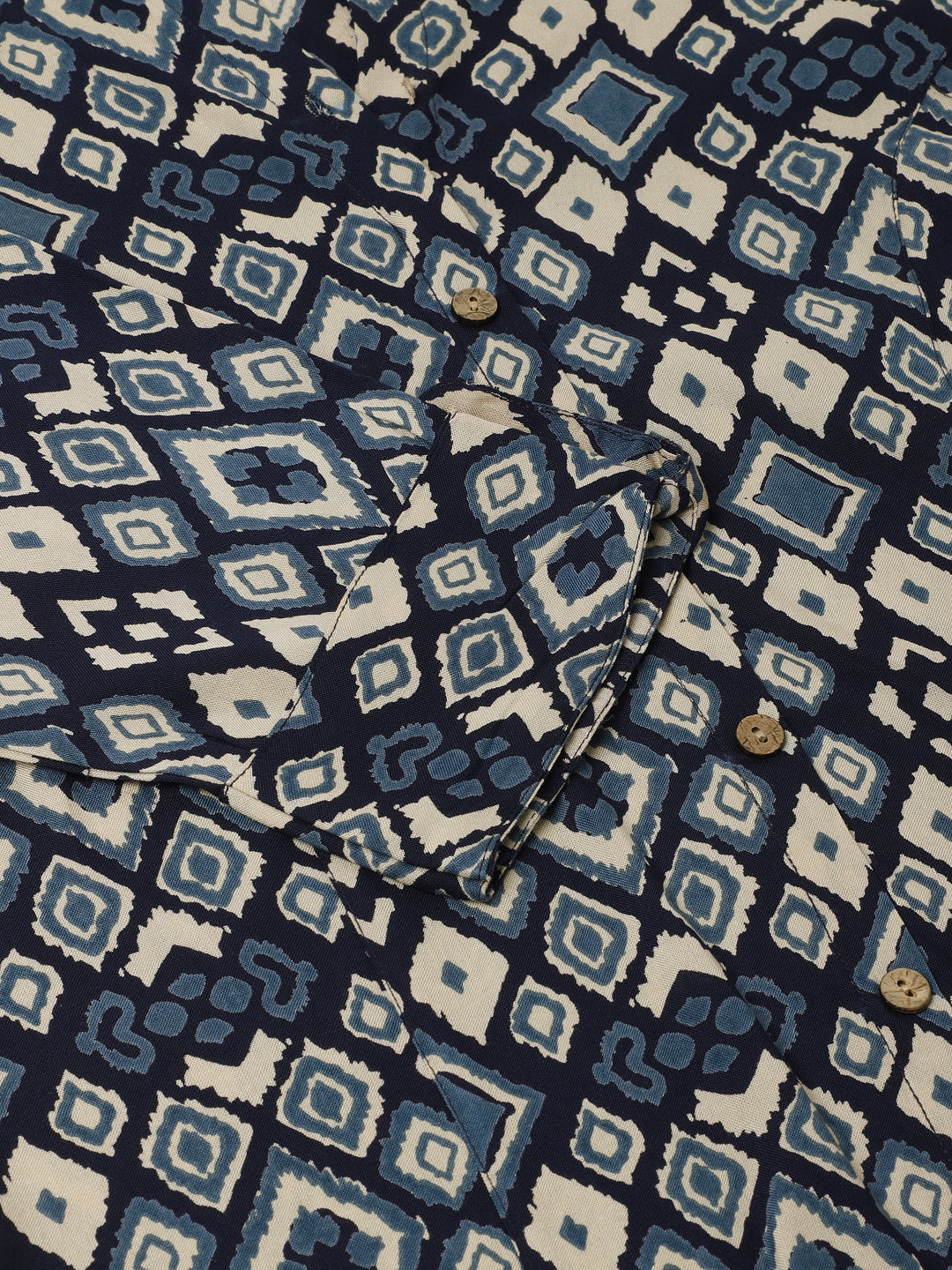 Women Navy Blue Printed Rayon Regular Fit Top | LASVINI - Redefining Indian Fashion with Elegance