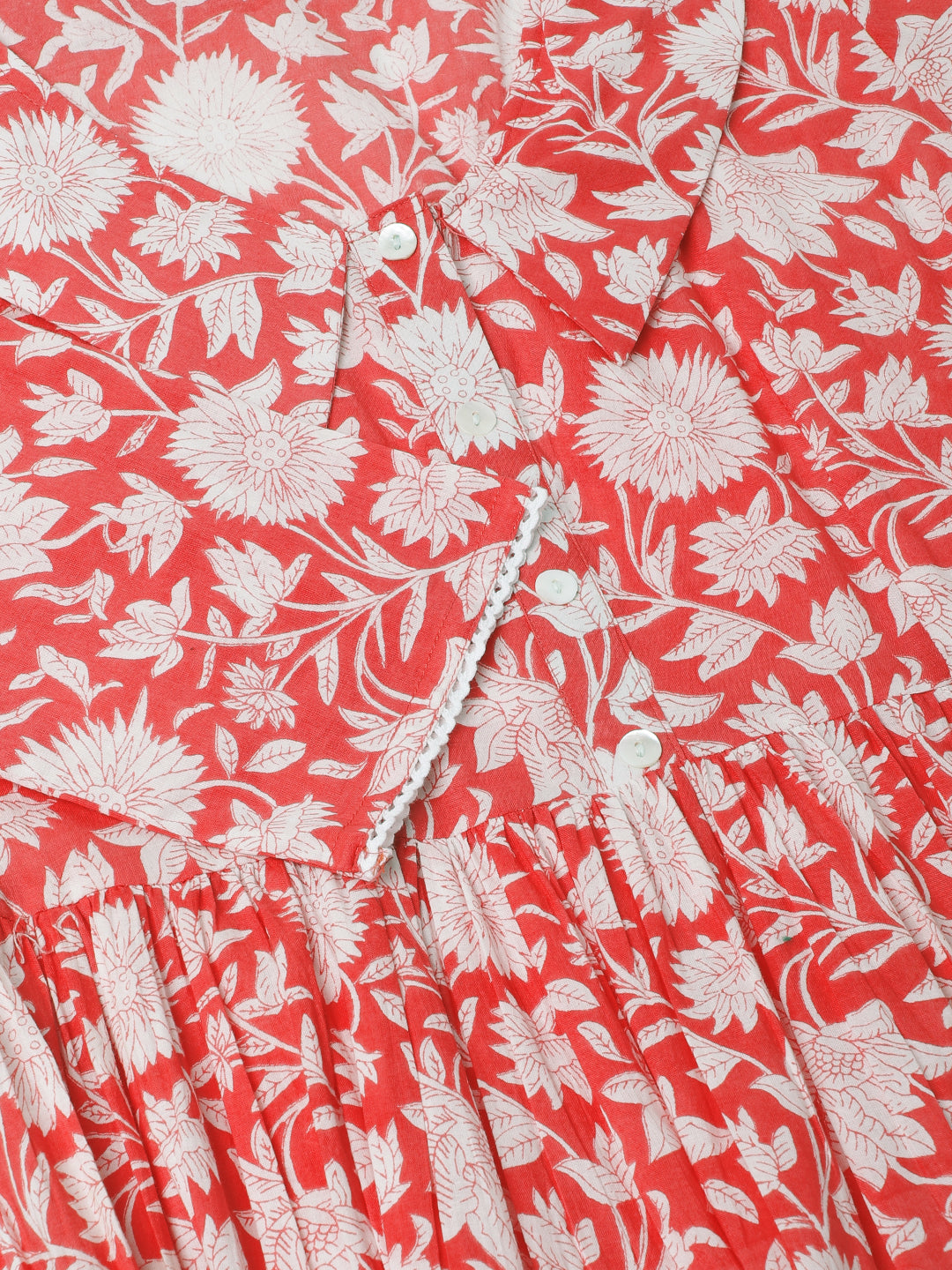Women Pink Floral Printed Cotton Ethnic Dress | LASVINI - Redefining Indian Fashion with Elegance