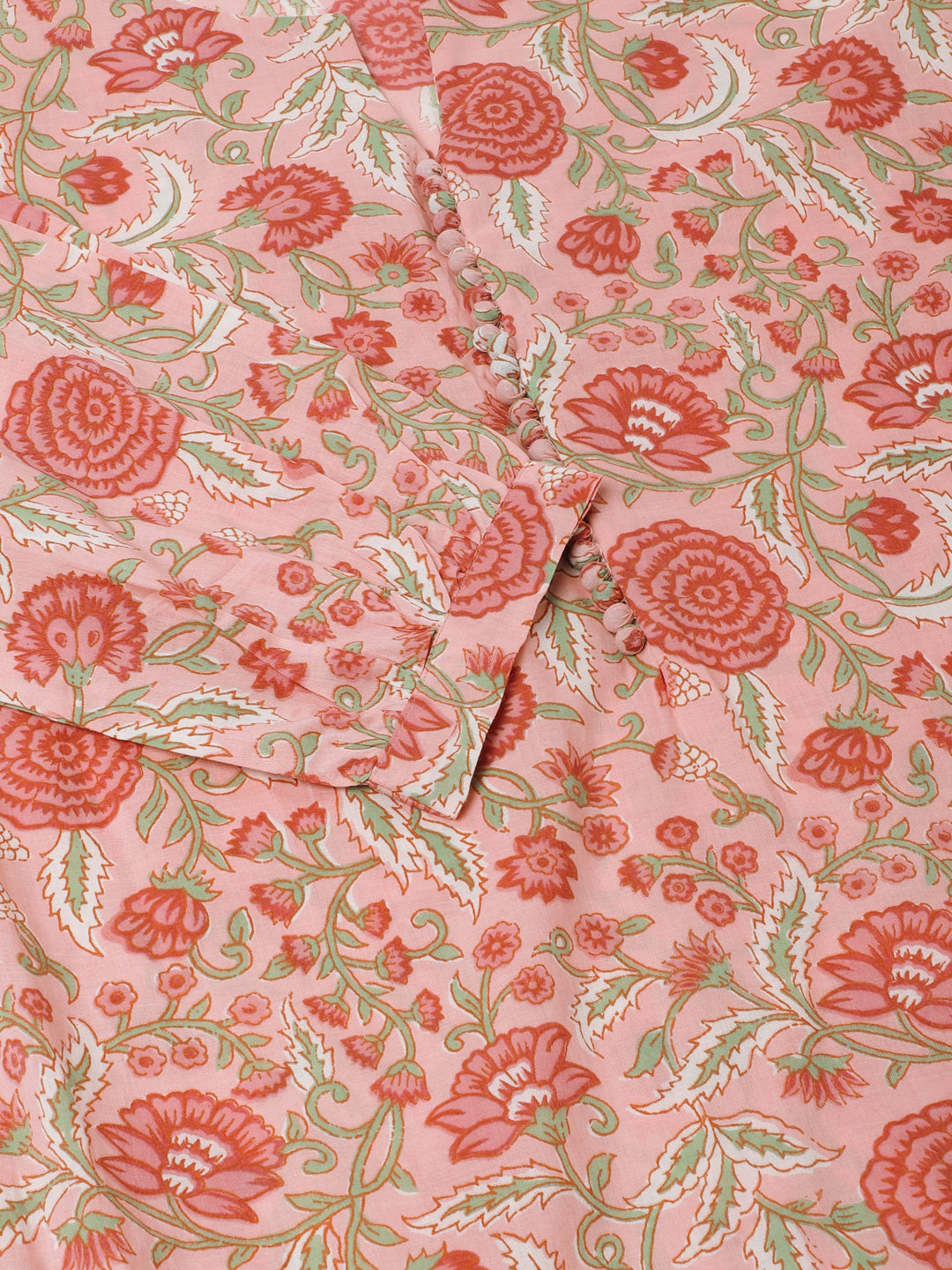 Women Pink Floral Print Cotton Co-Ord Set | LASVINI - Redefining Indian Fashion with Elegance