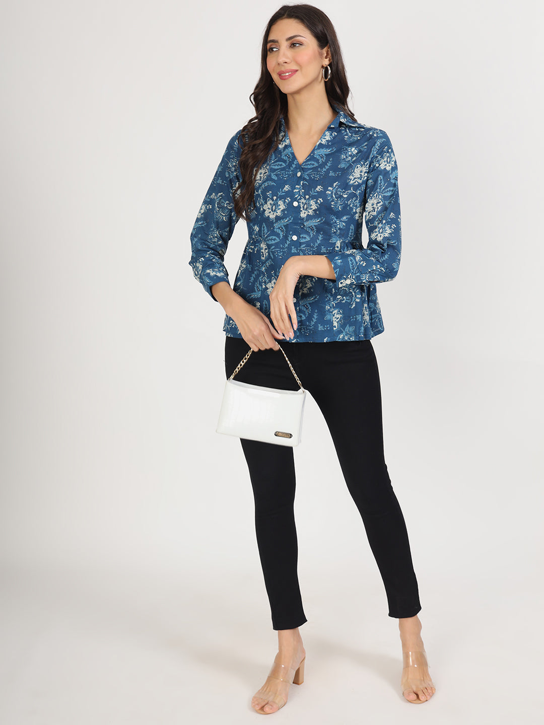 Indigo Blue Regular Top For Women | LASVINI - Redefining Indian Fashion with Elegance