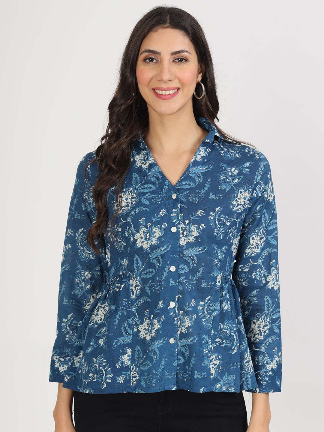 Indigo Blue Regular Top For Women | LASVINI - Redefining Indian Fashion with Elegance