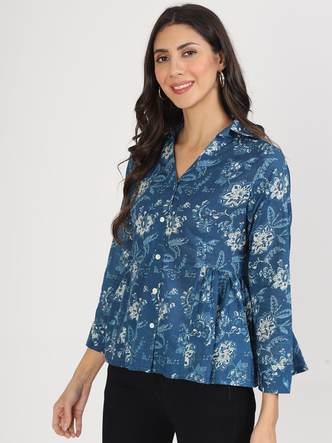 Indigo Blue Regular Top For Women | LASVINI - Redefining Indian Fashion with Elegance