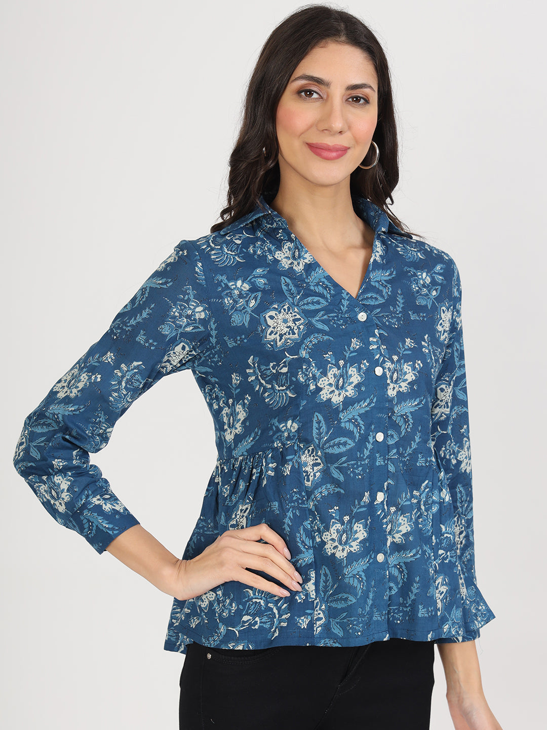 Indigo Blue Regular Top For Women | LASVINI - Redefining Indian Fashion with Elegance