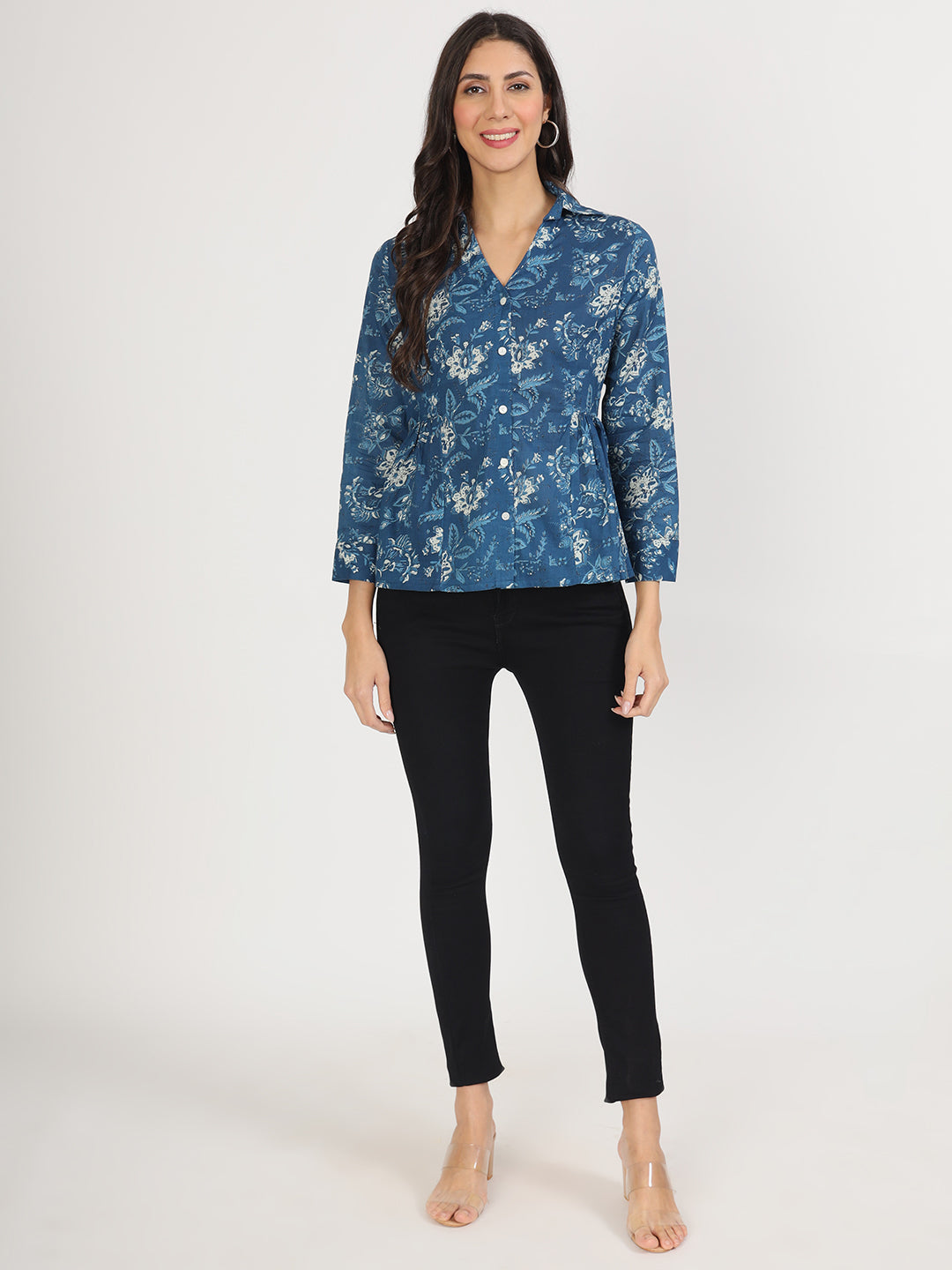 Indigo Blue Regular Top For Women | LASVINI - Redefining Indian Fashion with Elegance