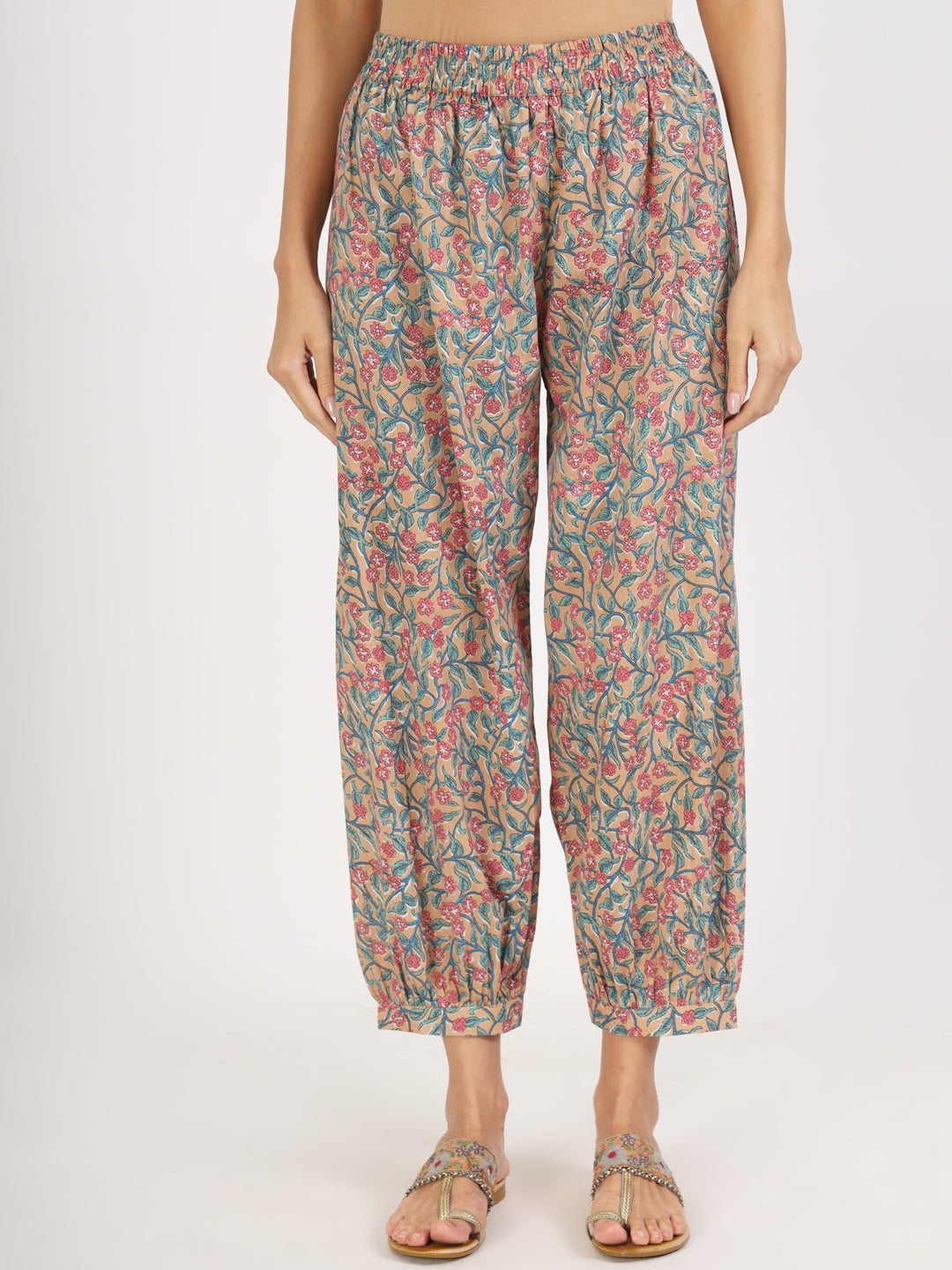 Women Beige Floral Printed Cotton Co-Ord Set | LASVINI - Redefining Indian Fashion with Elegance