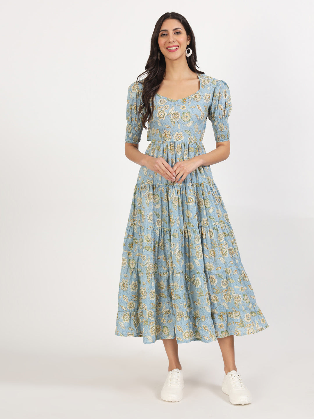 Women Grey Floral Printed Dress | LASVINI - Redefining Indian Fashion with Elegance