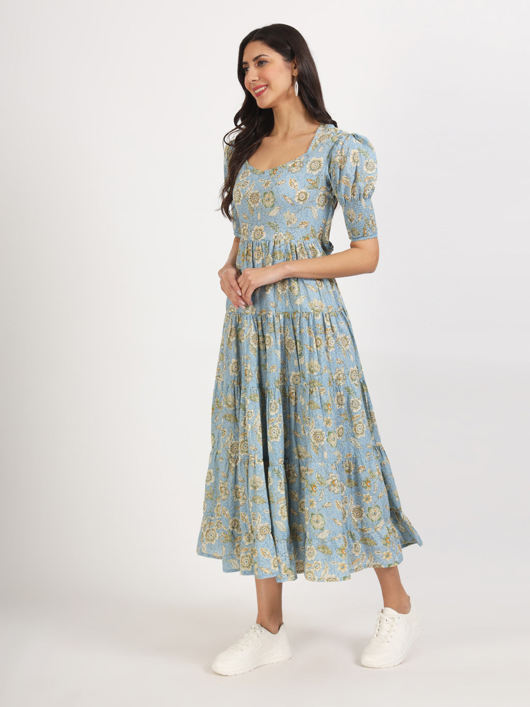 Women Grey Floral Printed Dress | LASVINI - Redefining Indian Fashion with Elegance