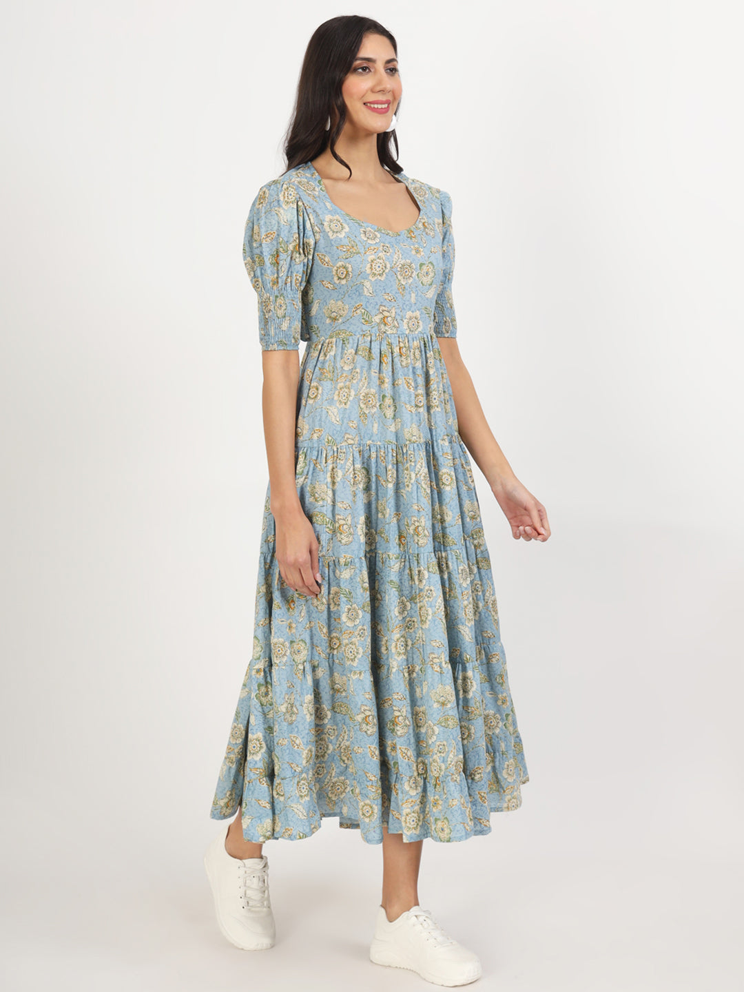 Women Grey Floral Printed Dress | LASVINI - Redefining Indian Fashion with Elegance