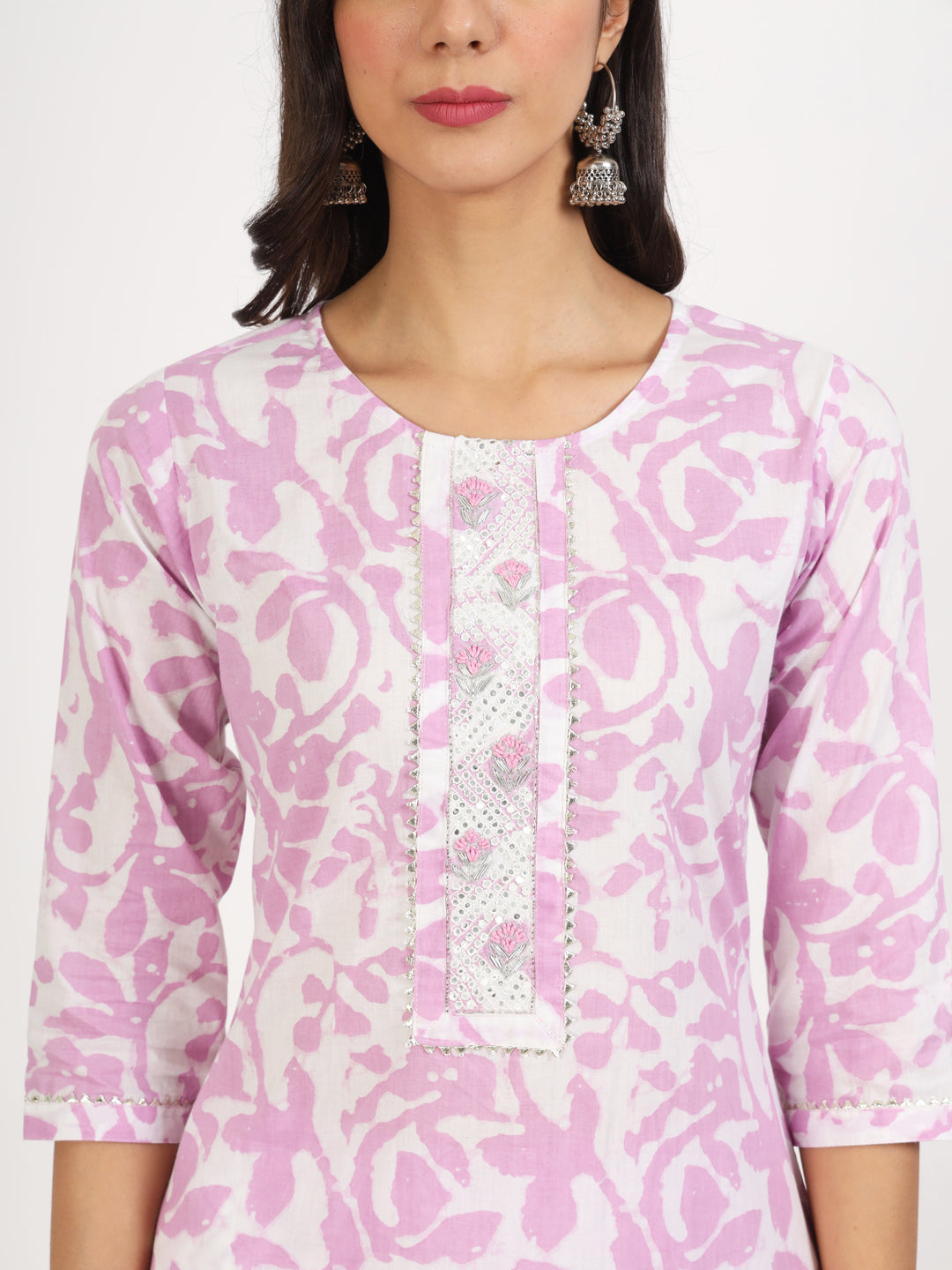 Purple Floral Print Cotton Kurta Pant With Dupatta Set For Women | LASVINI - Redefining Indian Fashion with Elegance