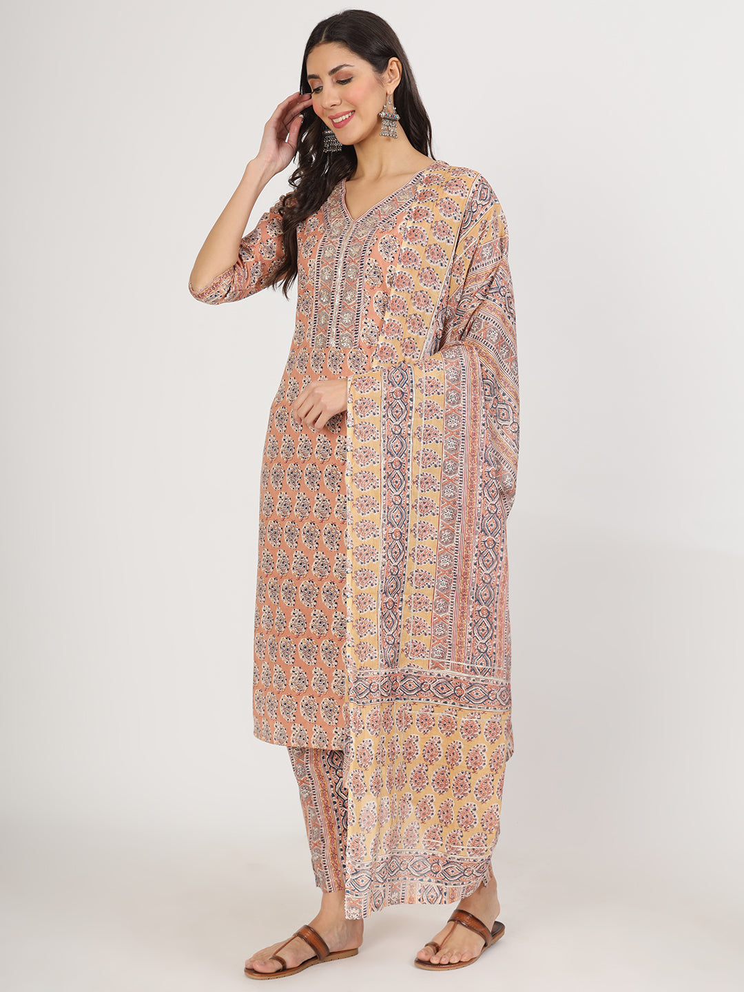 Maroon Embroidered Cotton Kurta Pants With Dupatta Set For Women | LASVINI - Redefining Indian Fashion with Elegance