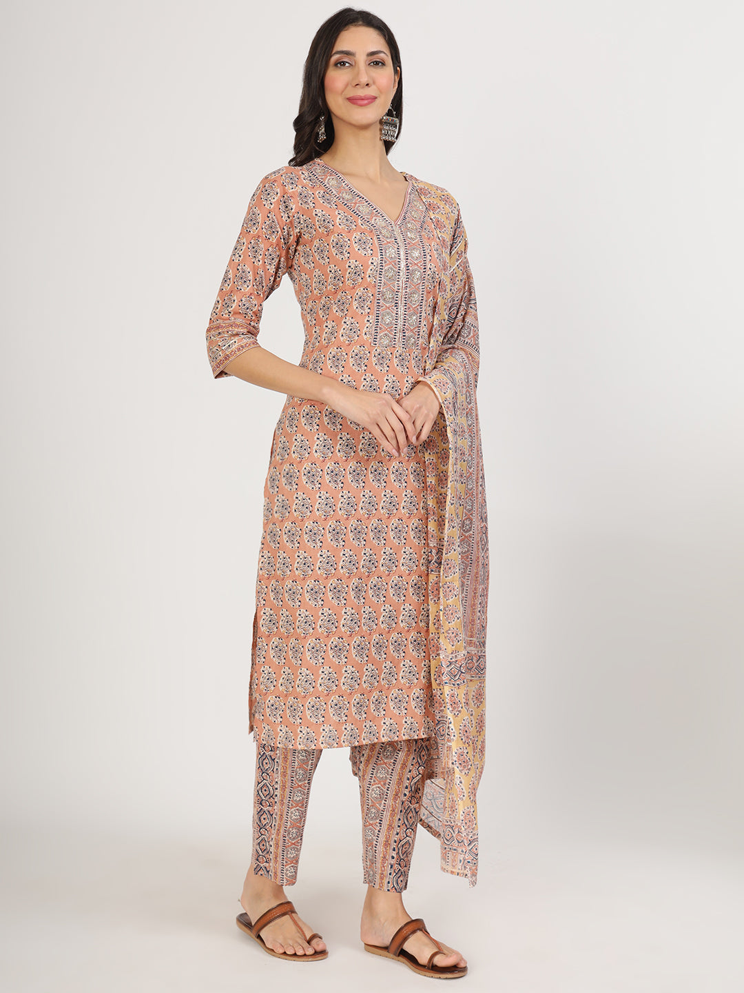 Maroon Embroidered Cotton Kurta Pants With Dupatta Set For Women | LASVINI - Redefining Indian Fashion with Elegance