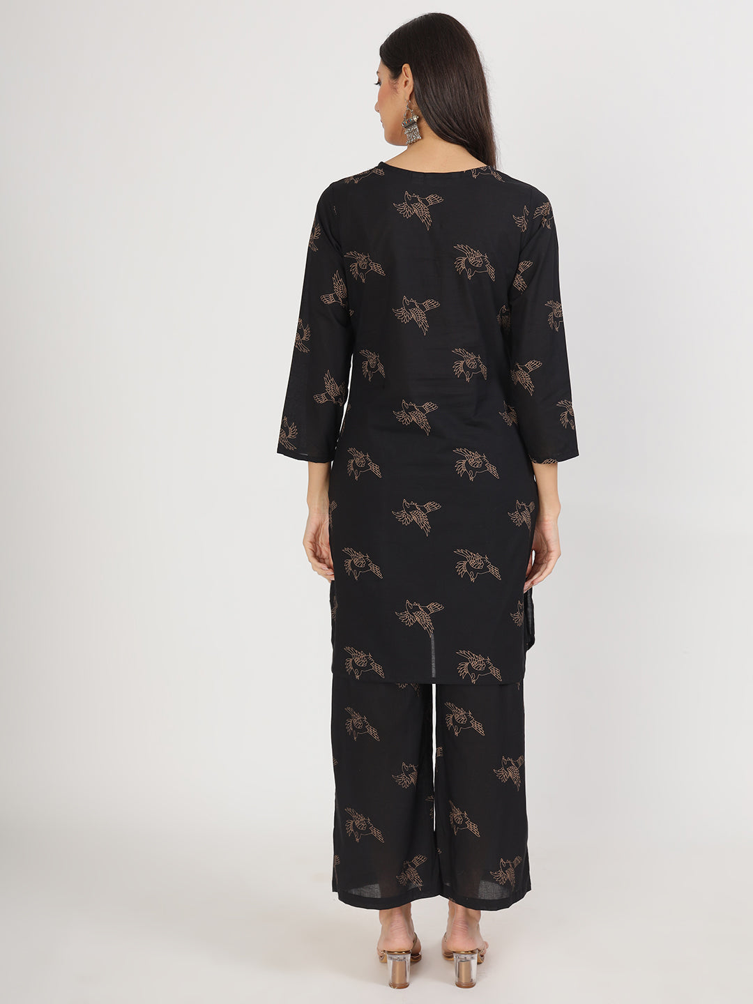 Women Black Printed Co-Ord Set | LASVINI - Redefining Indian Fashion with Elegance