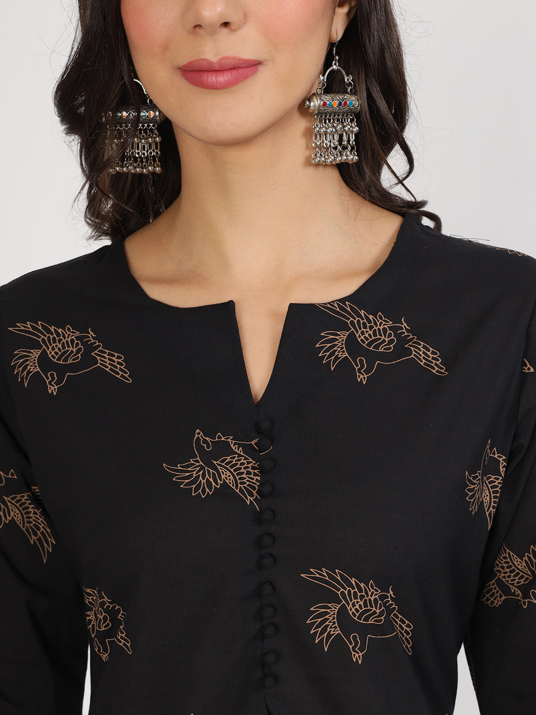 Women Black Printed Co-Ord Set | LASVINI - Redefining Indian Fashion with Elegance