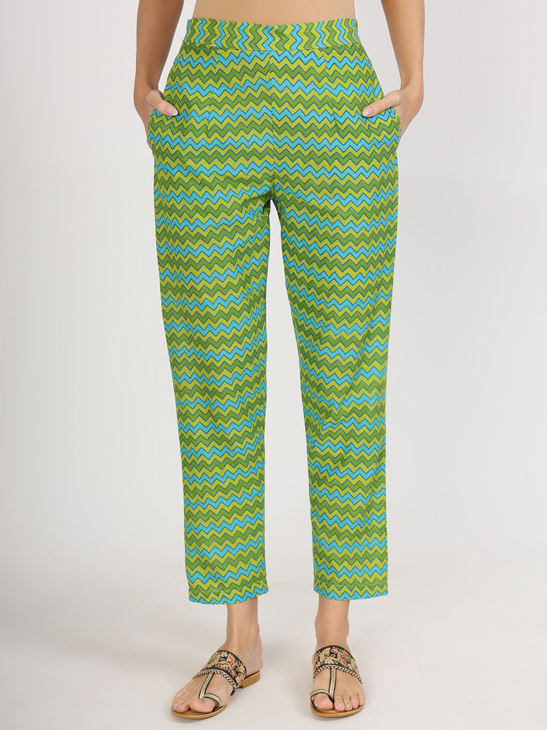 Green Floral Print Cotton Kurta Pants With Dupatta Set For Women | LASVINI - Redefining Indian Fashion with Elegance