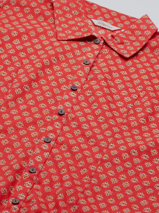 Red Block Printed Casual Women Shirts | LASVINI - Redefining Indian Fashion with Elegance