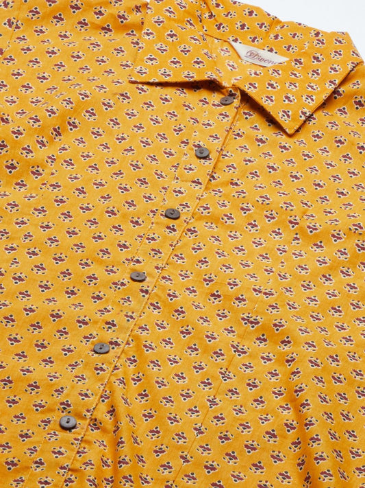 Yellow Block Printed Casual Women Shirts | LASVINI - Redefining Indian Fashion with Elegance