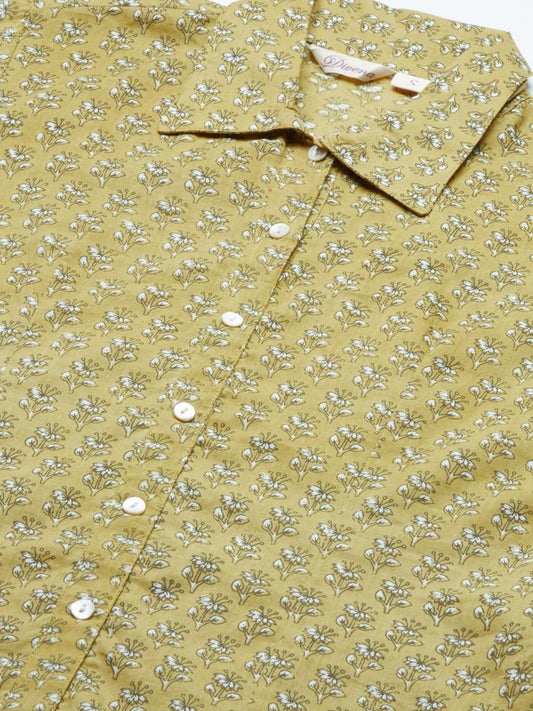 Mehndi Green Block Printed Casual Women Shirts | LASVINI - Redefining Indian Fashion with Elegance