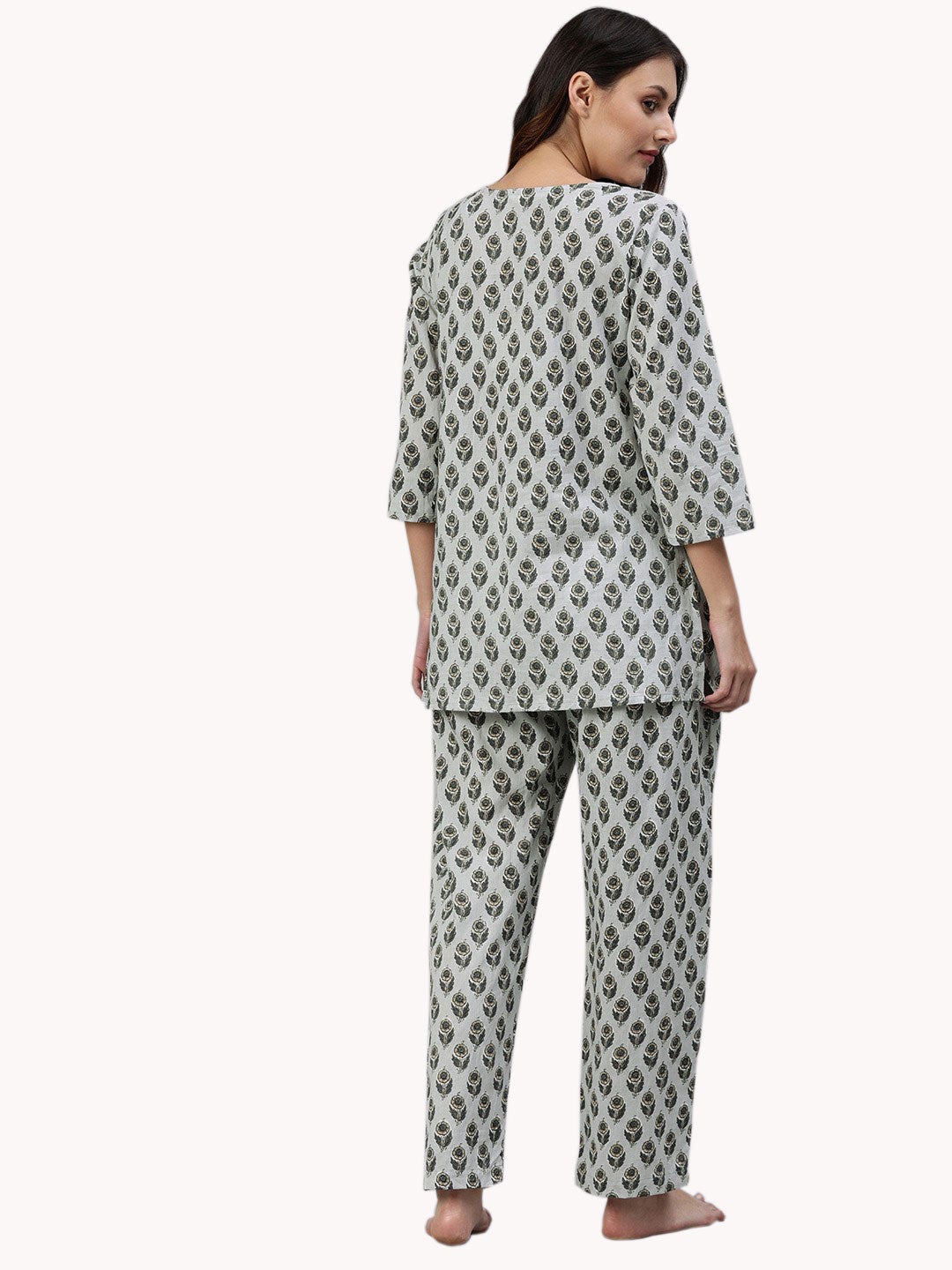 Women'S Grey Color Cotton Loungewear/Nightwear | LASVINI - Redefining Indian Fashion with Elegance