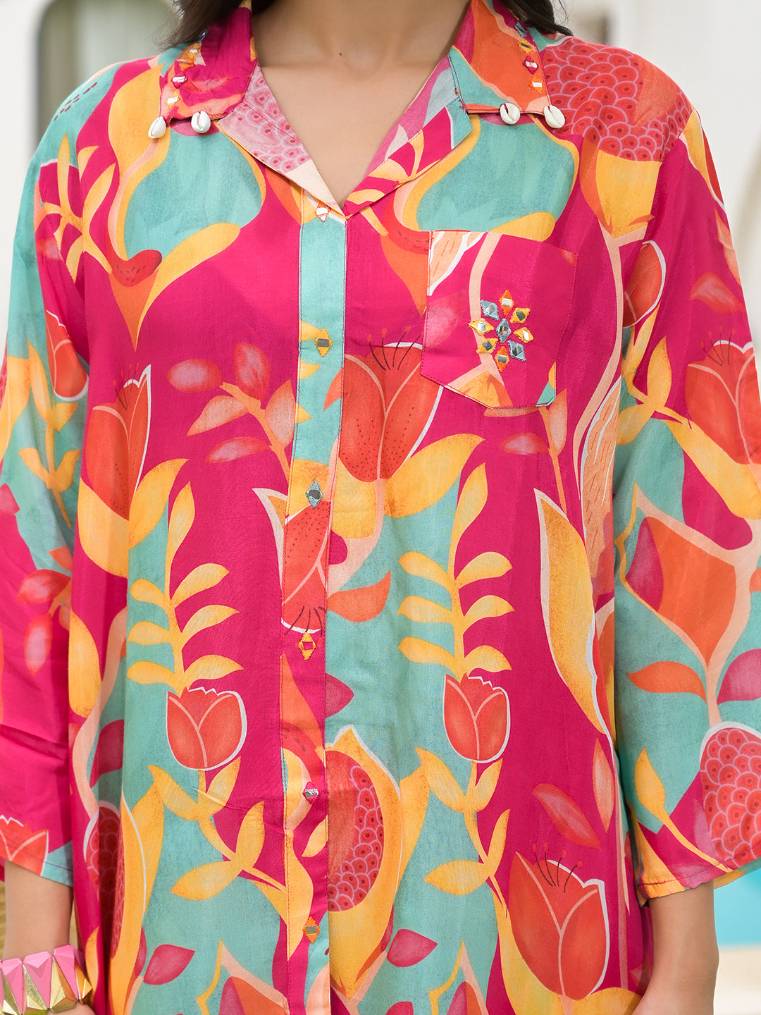 Pink Multi Digital Printed Muslin Co-Ord Set | LASVINI - Redefining Indian Fashion with Elegance