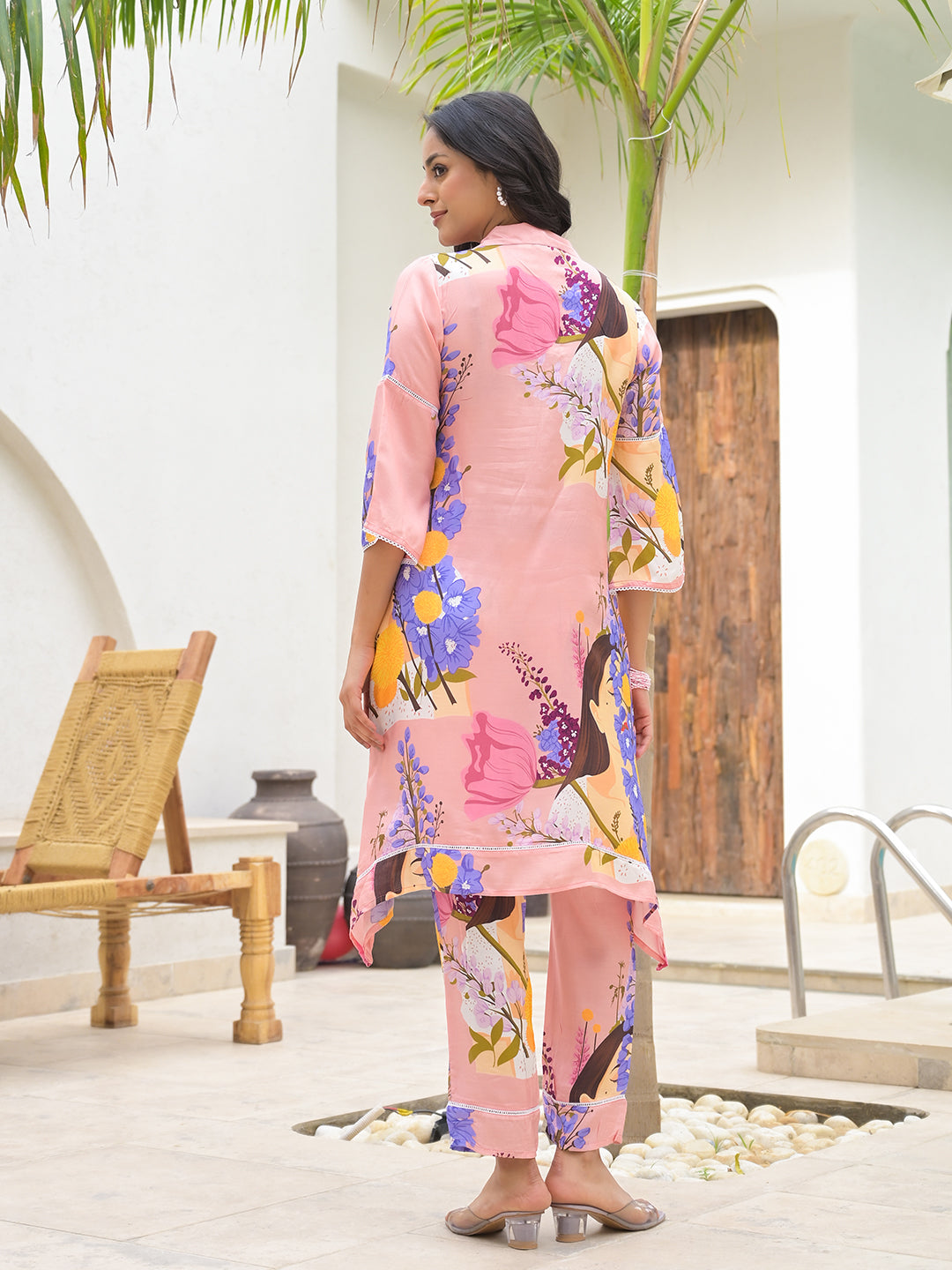Pink Multi Digital Printed Muslin Co-Ord Set | LASVINI - Redefining Indian Fashion with Elegance