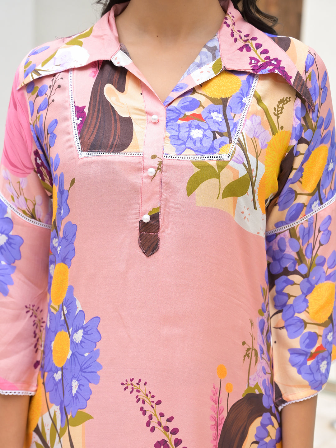 Pink Multi Digital Printed Muslin Co-Ord Set | LASVINI - Redefining Indian Fashion with Elegance