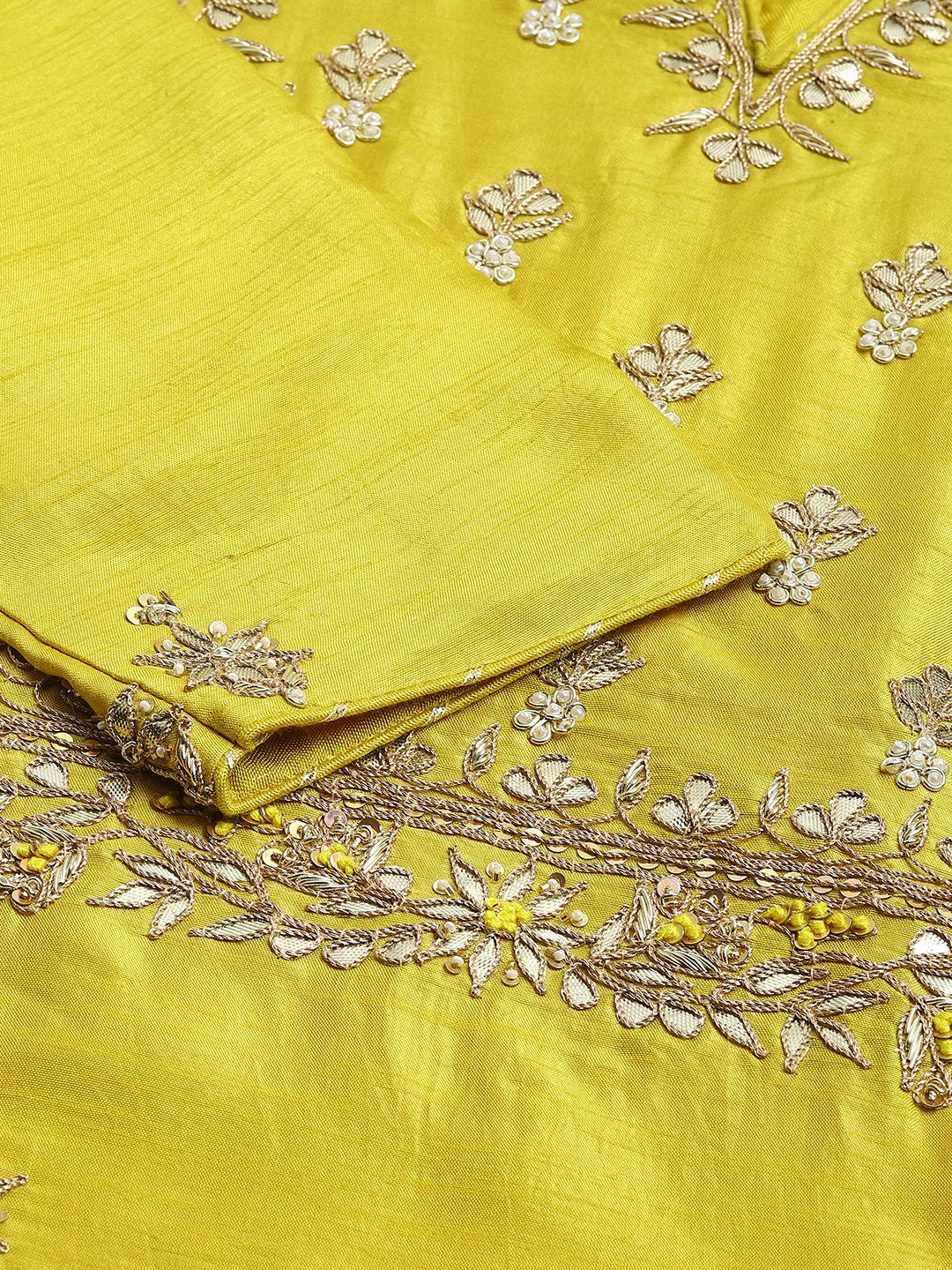 Women Lemon Yellow Pure Rassion Chenderi Kurta Sharara Set With Dupatta | LASVINI - Redefining Indian Fashion with Elegance