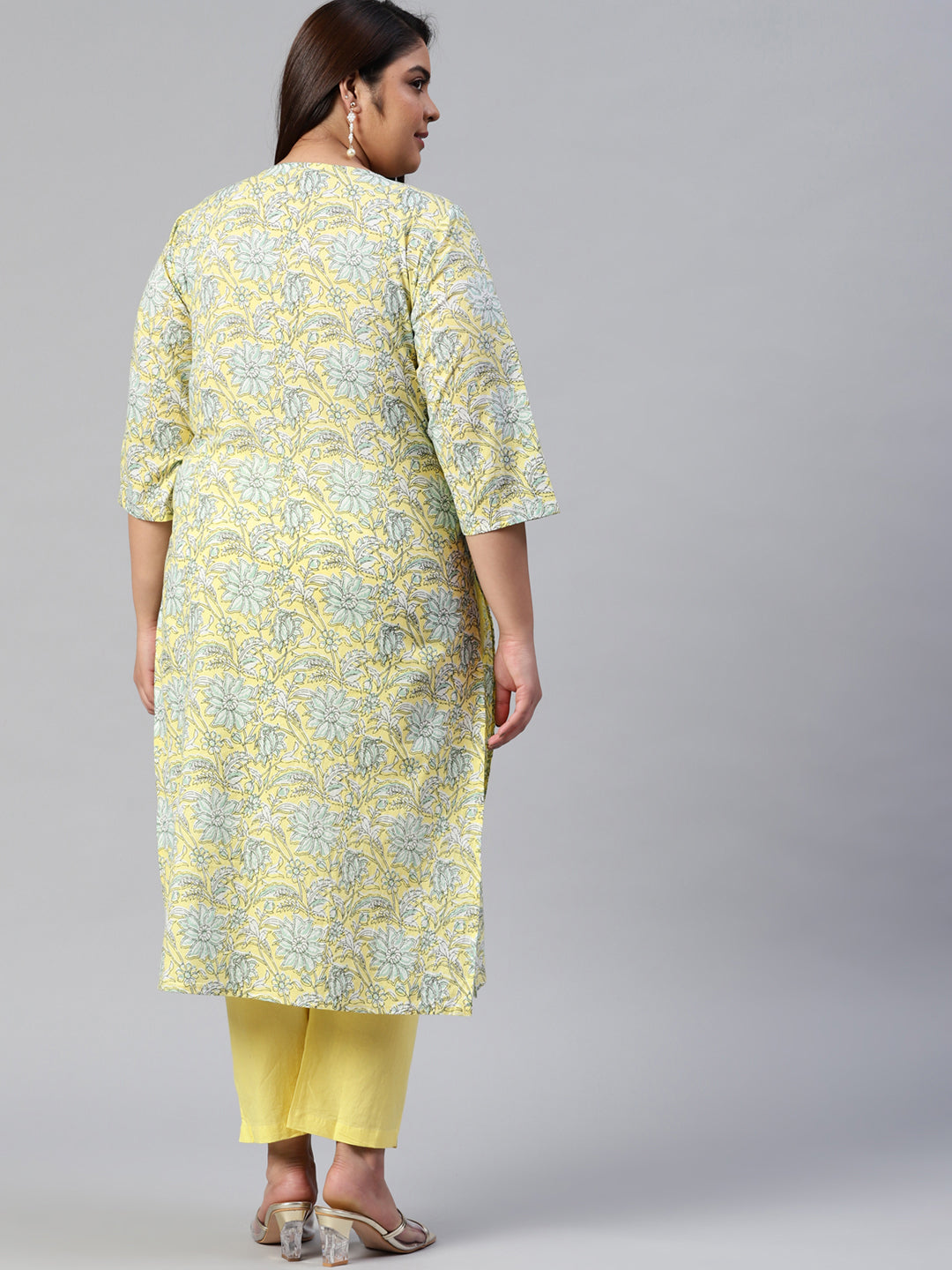 Women Yellow Cotton Straight Kurta Pant Set | LASVINI - Redefining Indian Fashion with Elegance