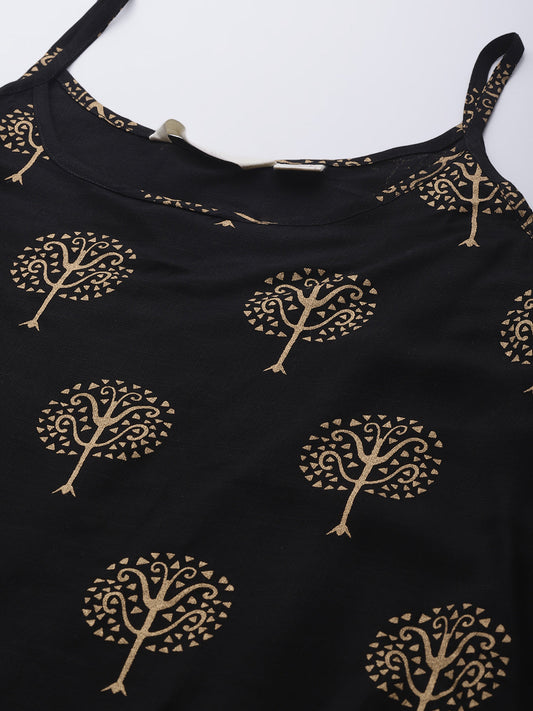 Women'S Black Shoulder Strip Kurta Palazoo Set With Net Dupatta | LASVINI - Redefining Indian Fashion with Elegance