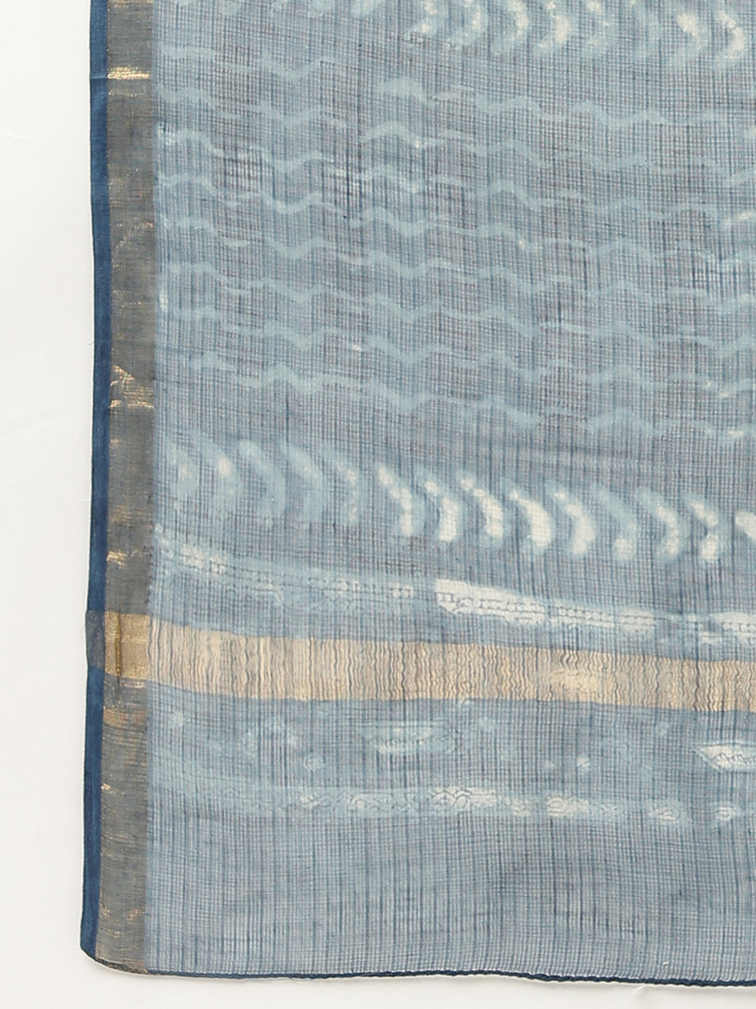 Indigo Blue Hand Block Kota Doria Saree | LASVINI - Redefining Indian Fashion with Elegance