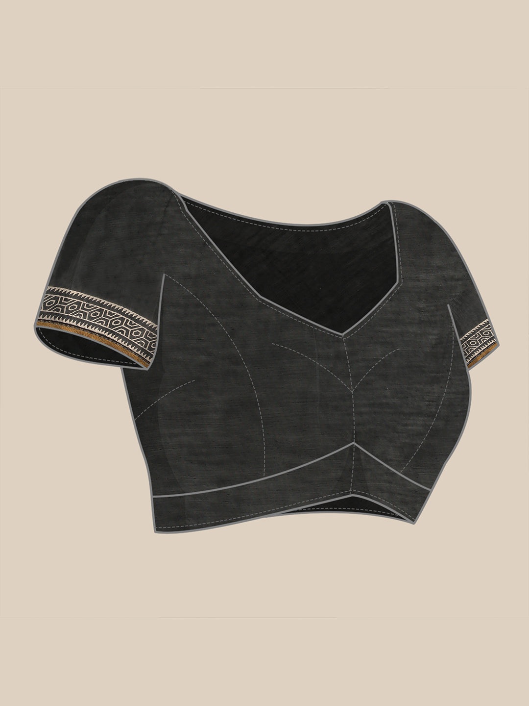 Black Hand Block Chanderi Silk Saree | LASVINI - Redefining Indian Fashion with Elegance