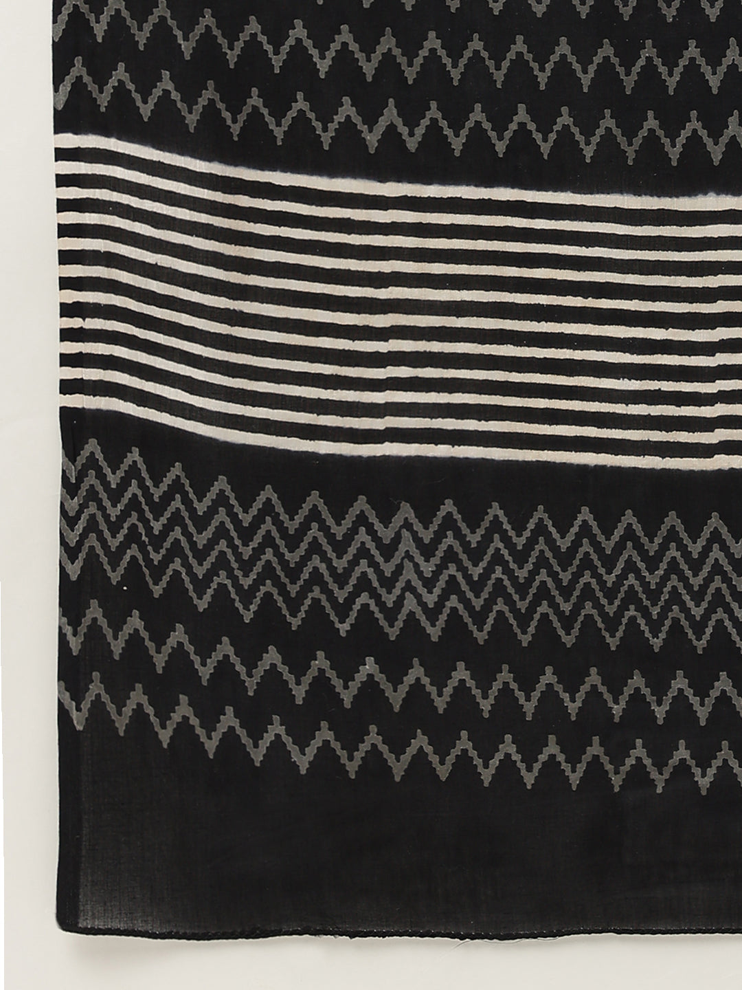 Black Hand Block Mulmul Cotton Saree | LASVINI - Redefining Indian Fashion with Elegance