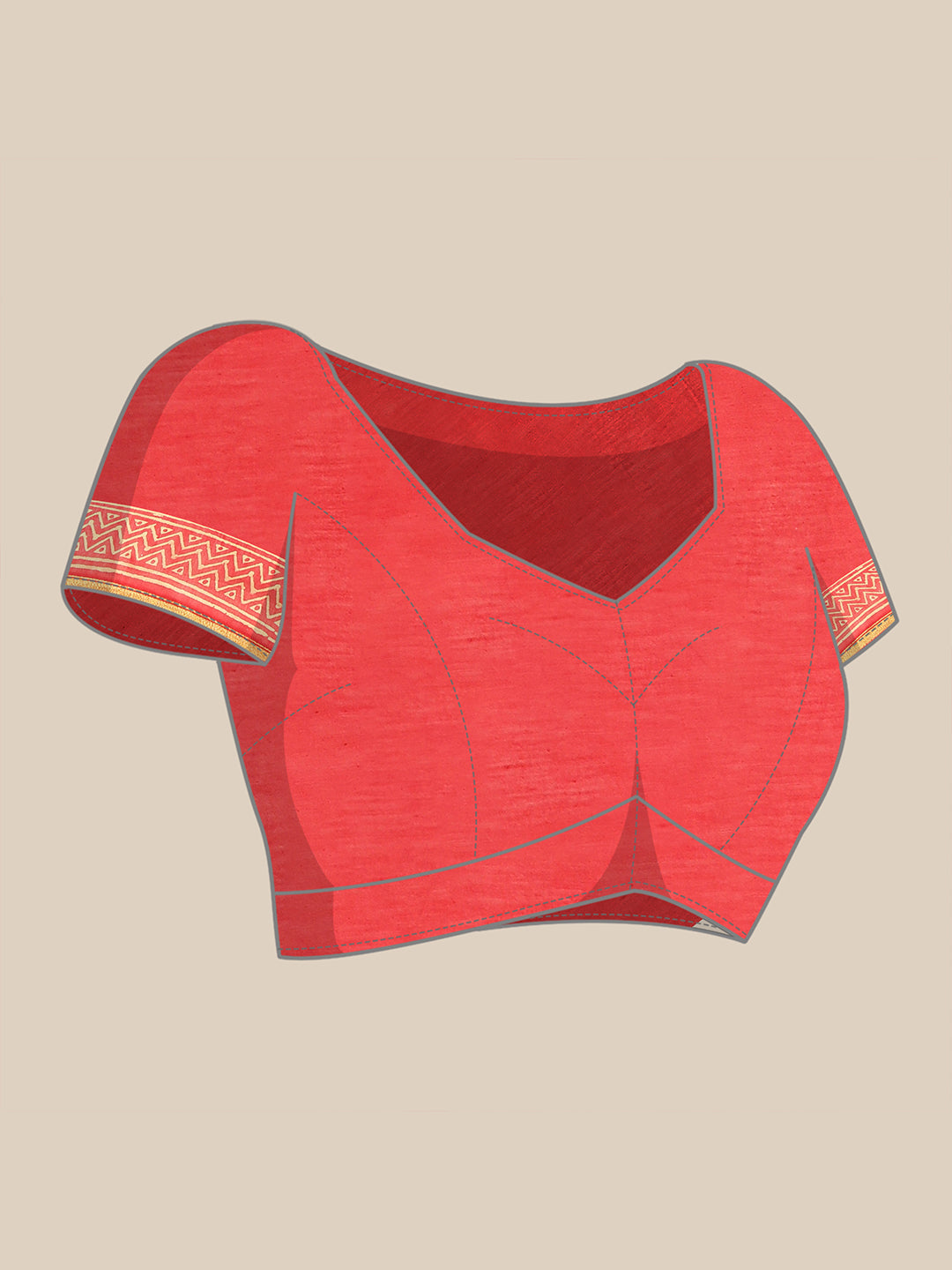 Red Hand Block Chanderi Silk Saree | LASVINI - Redefining Indian Fashion with Elegance