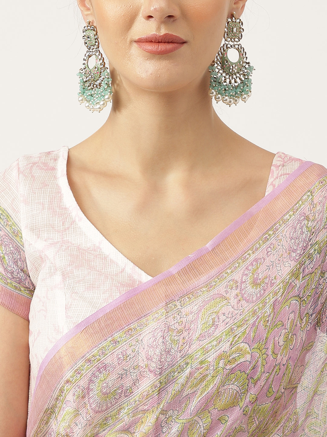 Purple Hand Block Kota Doria Saree | LASVINI - Redefining Indian Fashion with Elegance