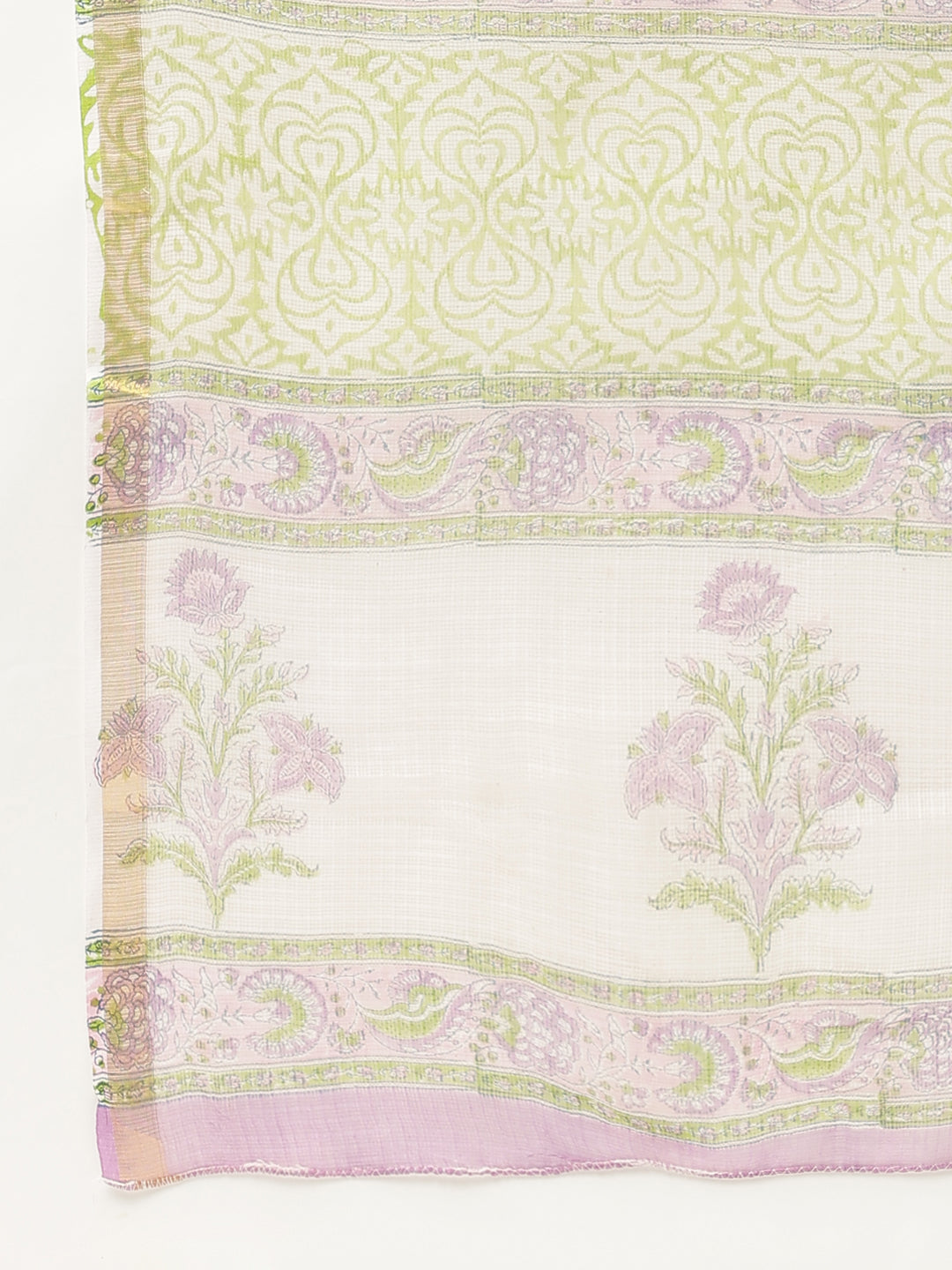 Purple Hand Block Kota Doria Saree | LASVINI - Redefining Indian Fashion with Elegance
