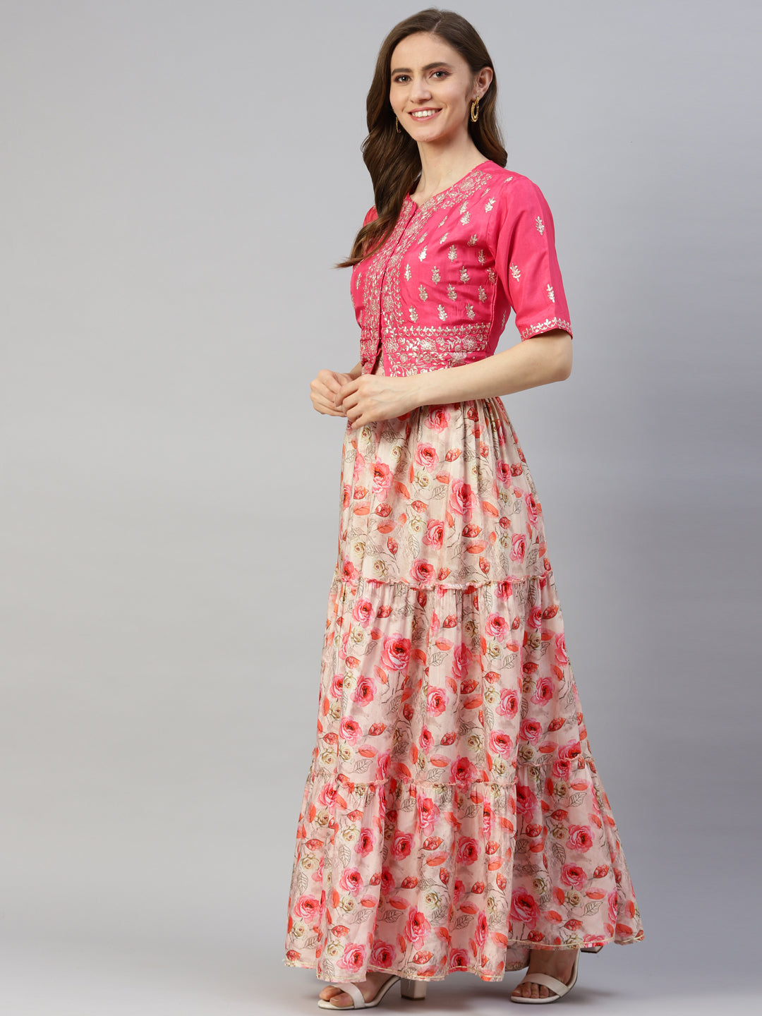 Women Pink Raw Silk Top With Skirt Set | LASVINI - Redefining Indian Fashion with Elegance